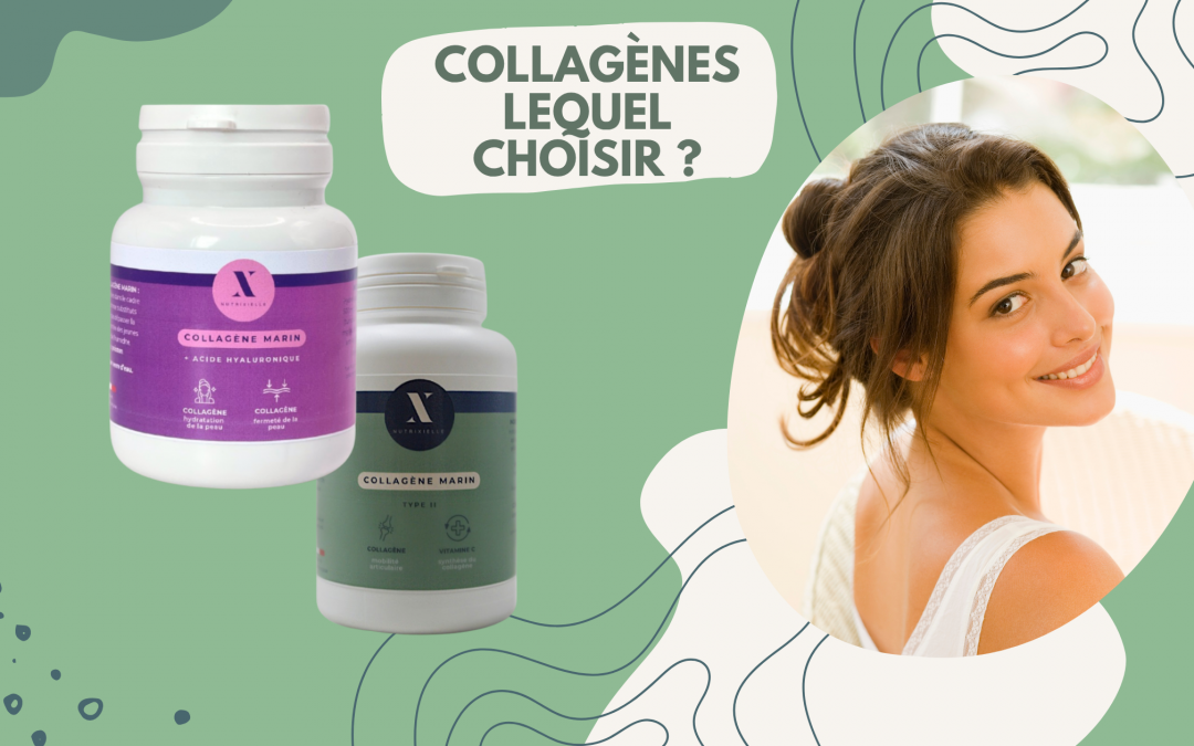 jeune femme avec une belle peau tenant les deux collagènes Nutrixielle – quel collagène choisir entre collagène articulations et collagène beauté