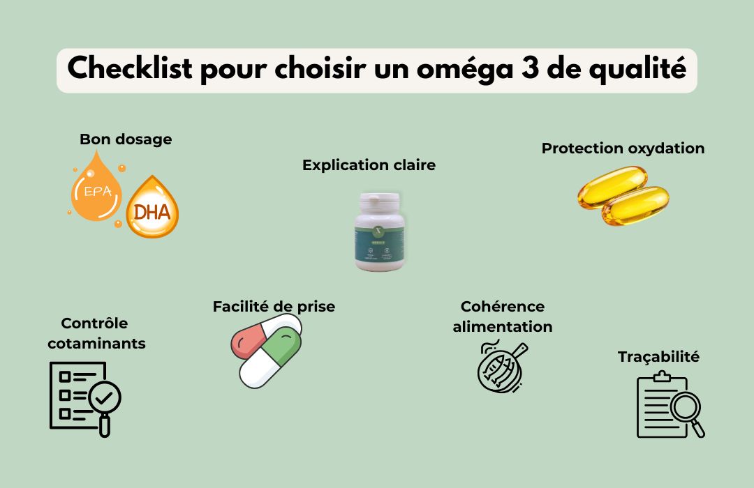 Checklist pour choisir un oméga 3 de qualité Checklist des critères pour choisir un bon complément oméga 3