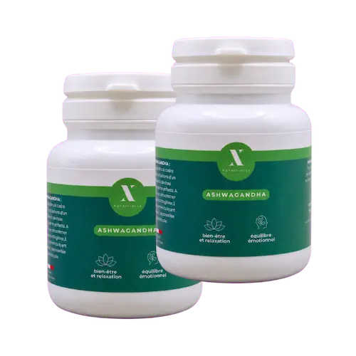 Cure de deux mois avec deux flacons d’Ashwagandha Nutrixielle