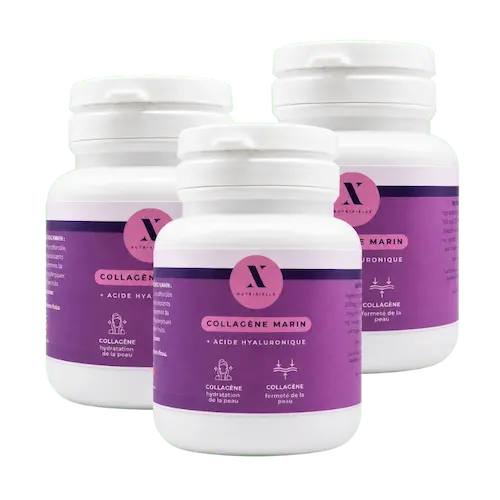 Trois flacons de Collagène marin hydrolysé et acide hyaluronique Nutrixielle