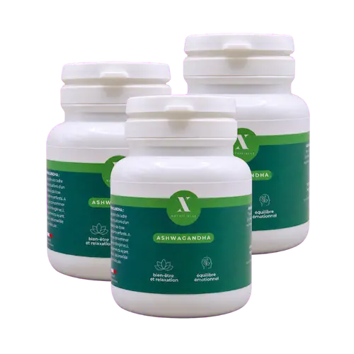 Cure de trois mois avec trois flacons d’Ashwagandha Nutrixielle