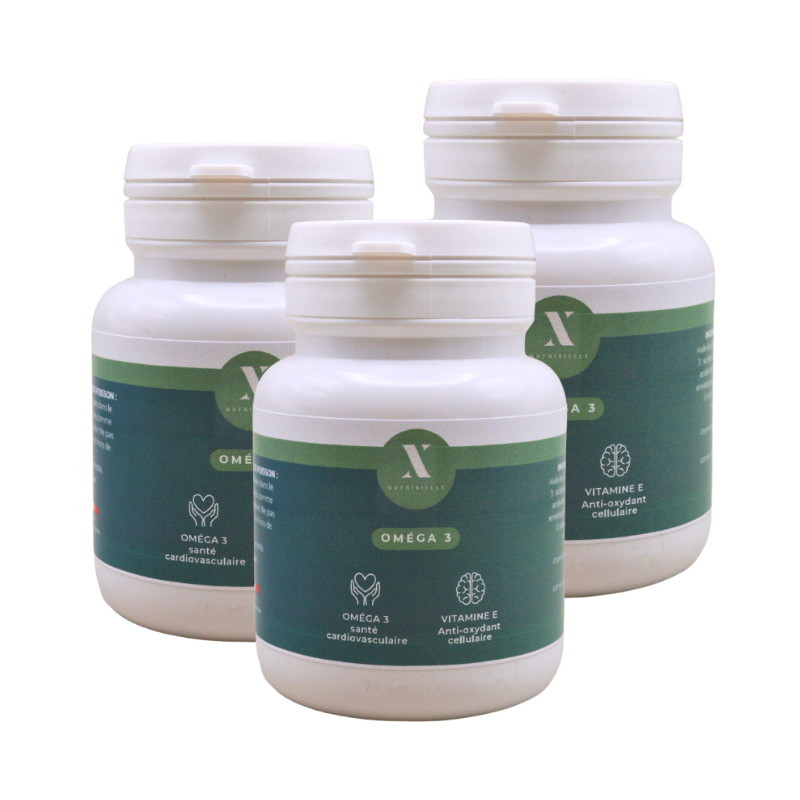 Trois flacons d’Oméga 3 Nutrixielle